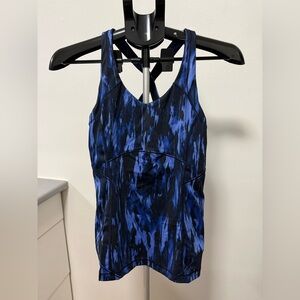 Lululemon Kanto Catch Me Tank Painted Animal Sprinkler Black Blue Size 6